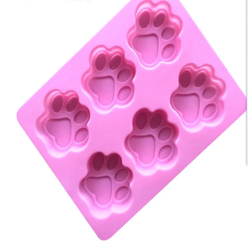 Sixth Puppy Footprints Silicone Cake Mold 6 Cat Claw Handmade Soap Mould Ice Cubes Makers