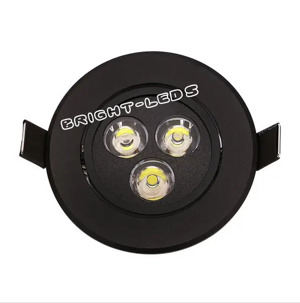 9 w (3x3 w) downlight levou Dimmable 110 v 220 v Preto Shell Rodada Teto Rebaixado Ponto IP40 diodo emissor de Luz da lâmpada de Iluminação Interior