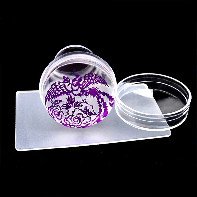 

1Pc Large 4cm Nail Clear Jelly Silicone Marshmallow Stamper With Scraper Manicure Nail Art Tool Stamping Set YZ19