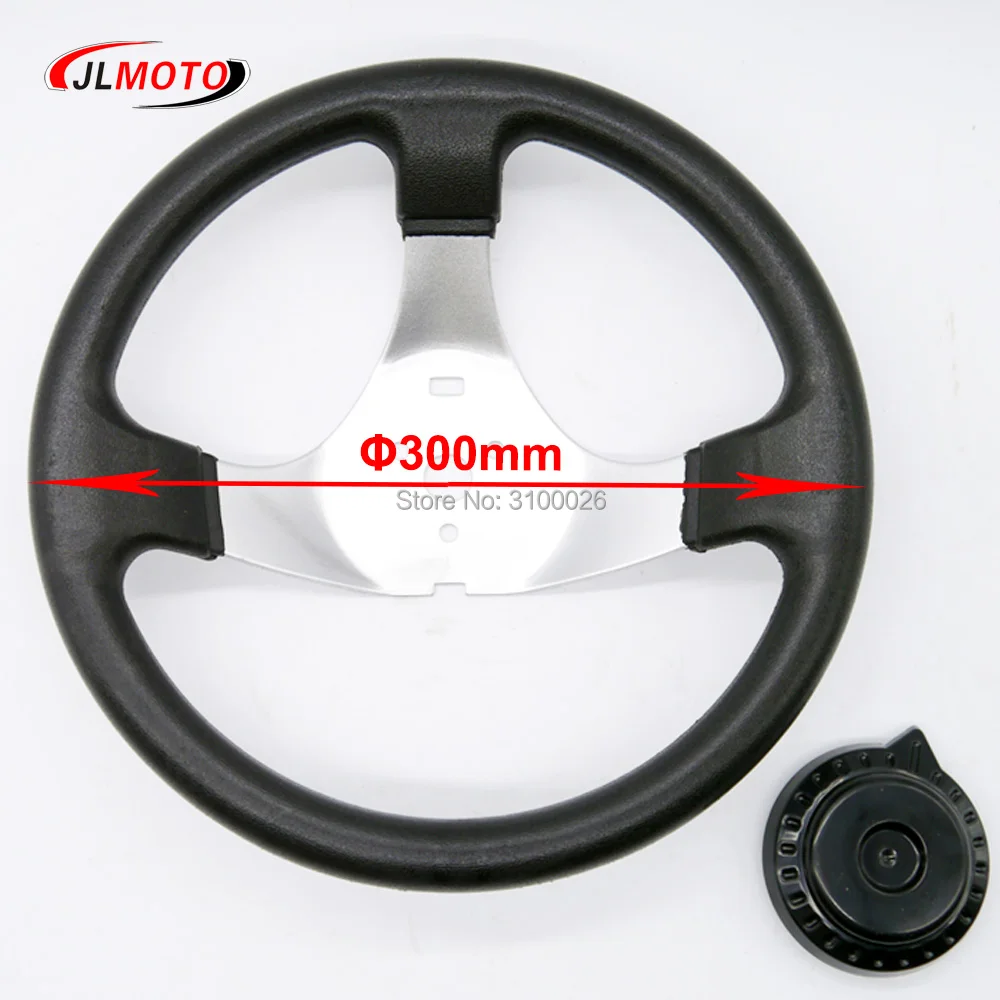 300mm 30cm Steering wheel With Cap Assy Fit For DIY China Go Kart Buggy Karting ATV UTV Bike Parts