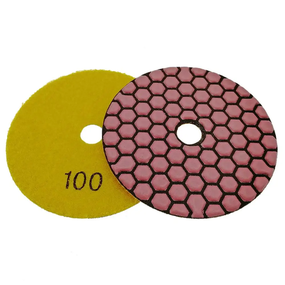 SHDIATOOL 7pcs 4inch Resin Bond Diamond Flexible Dry Polishing Pads Grit #100 For Granite Marble Ceramic 100mm Dry Sanding Disc