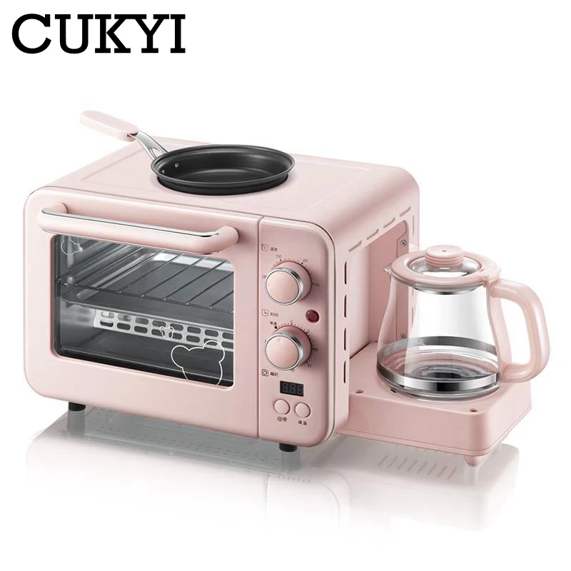 CUKYI Multifunction 3 in 1 breakfast machine 8L Electric mini Oven Coffee maker eggs frying pan household bread pizza oven grill