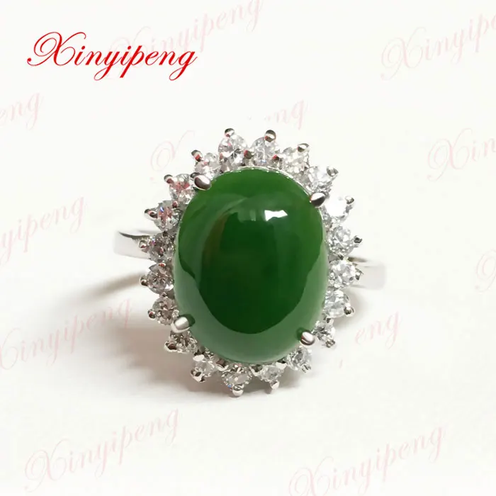 

925 silver with 100% natural Jasper ring Spinach is green Simple and easy Fine jewelry