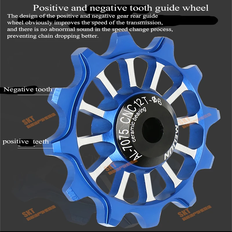 2pcs 12T MTB Bicycle Rear Derailleur Wheel Ceramic Bearing Road Bike Guide Roller Positive Negative Gear Cycling Accessories