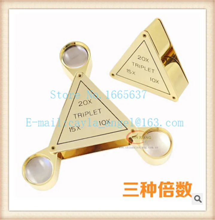 

Free Shipping Jewelers Loupe High Quality 10X 15X 20X Triangle Triplet Magnifier Eye Loupes 1pcs/lot