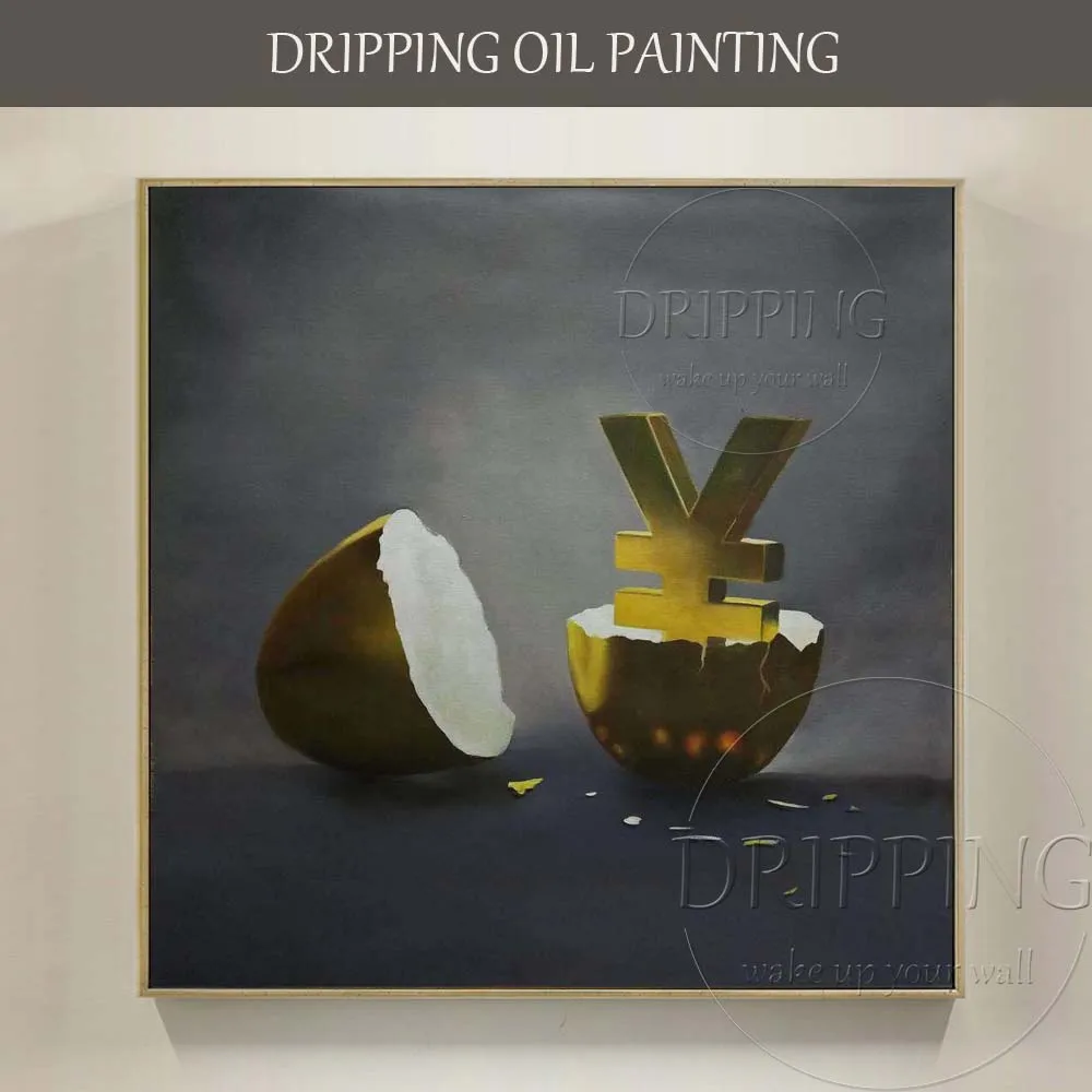 

Special Design Hand-painted High Quality Burning Money Oil Painting on Canvas Modern Dollar Born in Egg Oil Painting for Decor