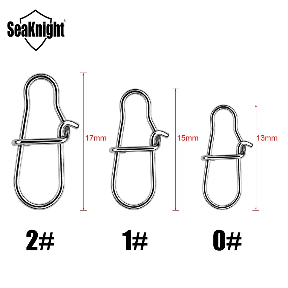 SeaKnight 50PC Stainless Steel Fishing Connector 0# 1# 2# Fishing Accessory Strong Drag 27 38 45KG 13 15 17mm Fishing Tool Snap