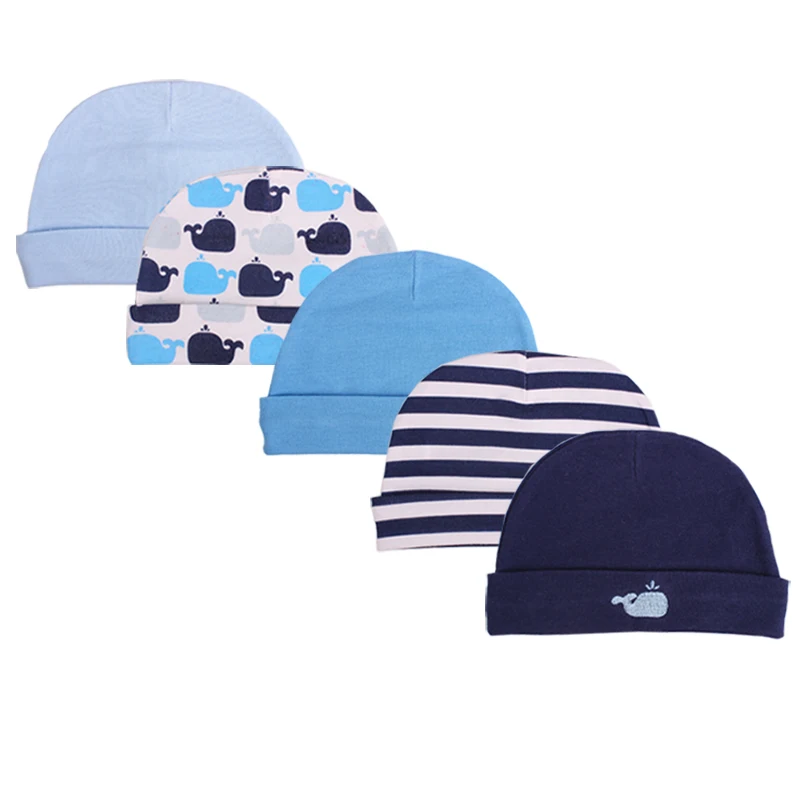 

2022 Fashion Hot Sale Baby Bamboo Caps 3/5-pack for Boys Girls, newborn photography accessories Boy Hats Infant Caps,0-3 Months