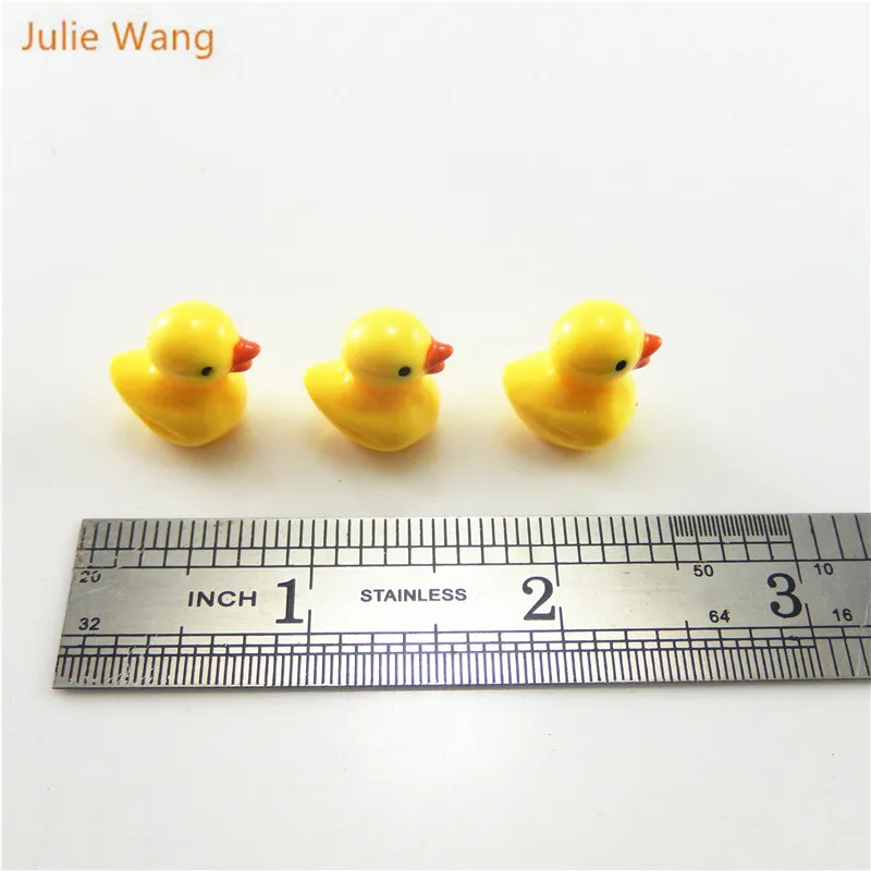 Julie Wang 10pcs Cartoon Resin Yellow Cute Duckling Charms Hanging DIY Duck Style Pendants Decorate Handmade Jewelry Accessories