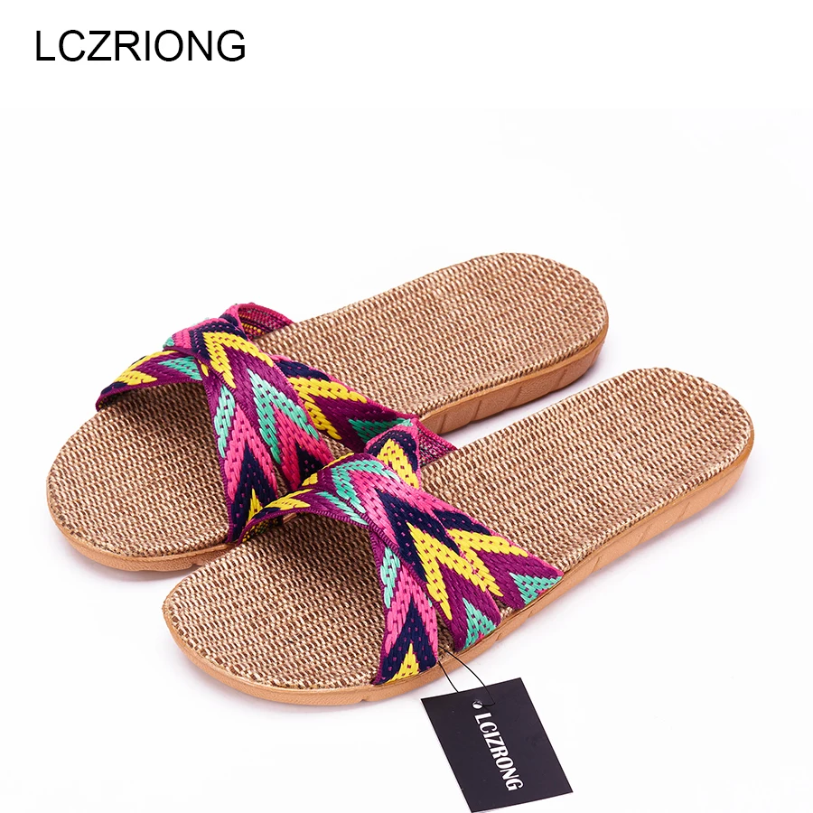 New Summer Home Slipper Women Indoor Bedroom Slippers Woman 22 Gradient Color Plus Size Beach Flat Shoes Women House Slippers