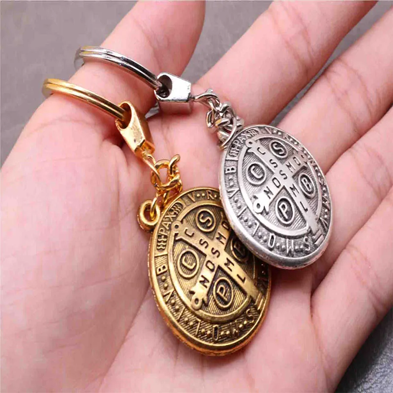 Religious Classic Benedict Cross Keychain Orb Keychain Jewelry Jesus Key Chain Medal Holder Fashion Jewelry Gift