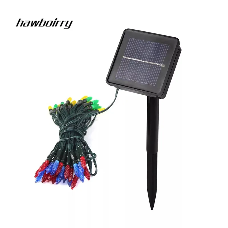 HAWBOIRRY 50LDES Solar Garden Lawn Street Courtyard Colorful Lights Ice Strips Christmas Light Strings