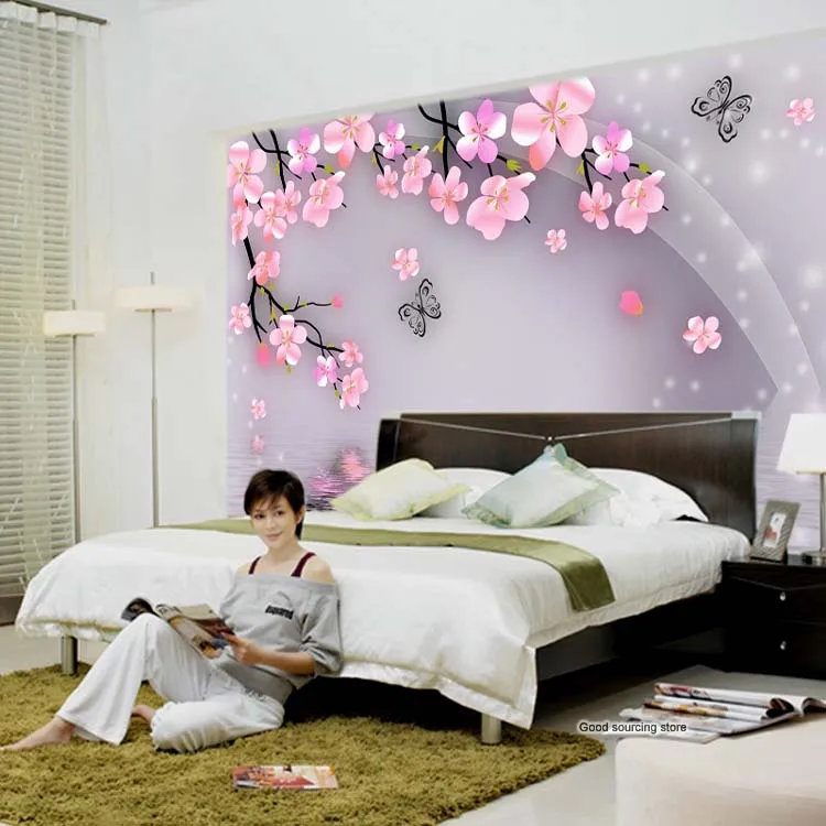 plum blossom bedroom photo wall paper