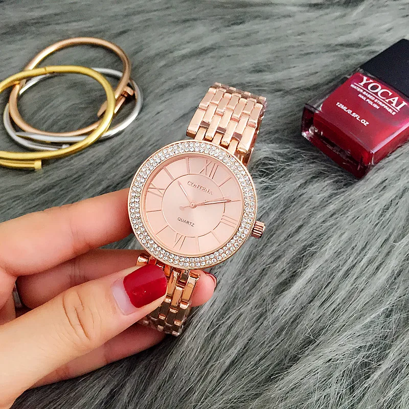 

CONTENA Rose Gold Watch Women Watches Luxury Women's Watches Rhinestone Ladies Watch Clock montre femme relogio feminino