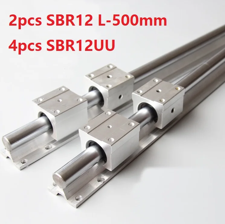 

2pcs SBR12 L-500mm support rail linear guide + 4pcs SBR12UU linear bearing blocks for CNC router parts