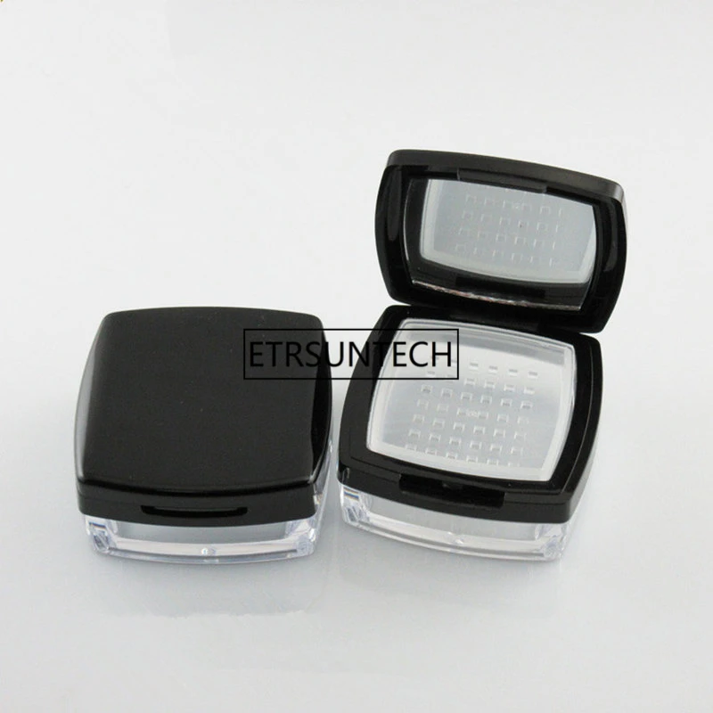 10g Empty Black Loose Powder Case With Mirror,Sifter Square Loose Powder Box With Sifter, Plastic Cosmetic Powder box F20171267