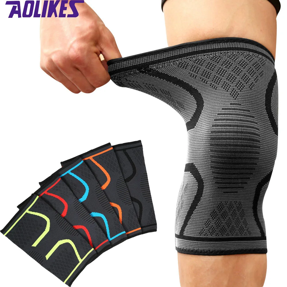 AOLIKES 1Pc Knee Support Knee Pad Brace Kneepad Gym Weight lifting Knee Wraps Bandage Straps Guard Compression Knee Sleeve Brace