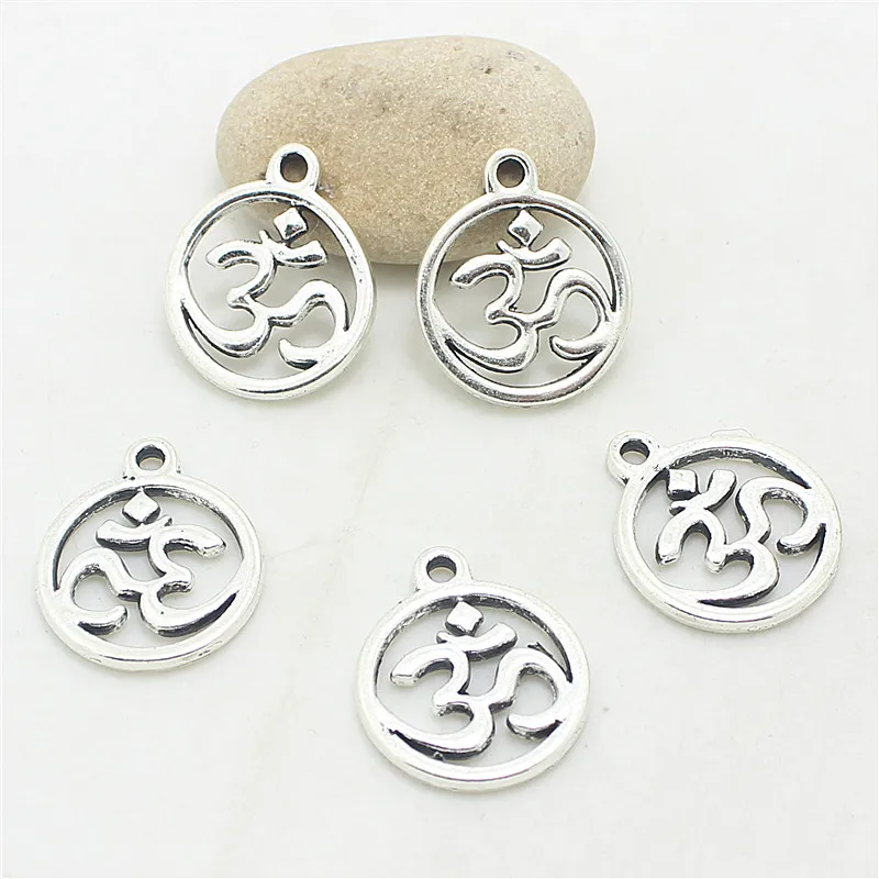 

Sweet Bell 40 pcs 17*21mm Antique alloy round OM/OHM/3D Sign charms Pendant Diy Jewelry Findings Accessories D1043