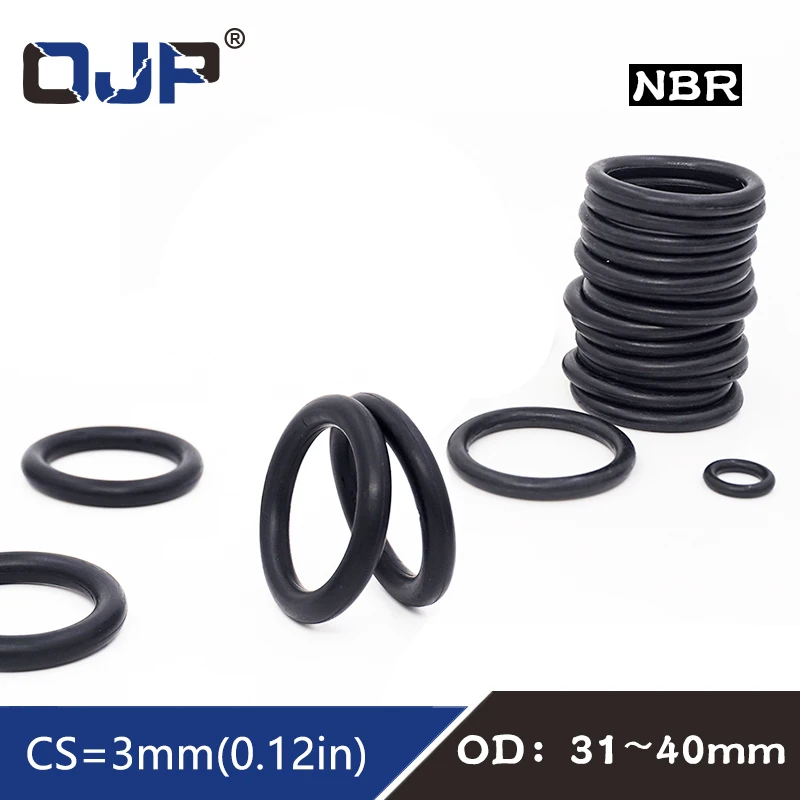 20PC/lot Rubber Ring Black NBR Sealing O Ring OD31/32/33/34/35/36/37/38/39/40*3mm O-Ring Seal Nitrile Gaskets Oil Rings Washer