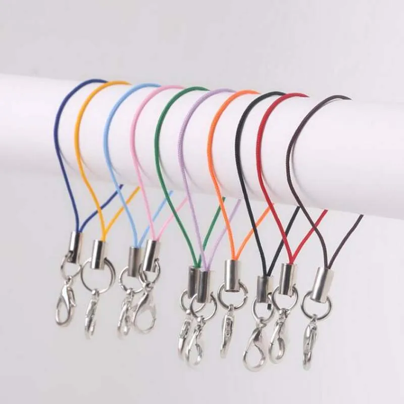 100 Pcs Colorful Lobster Clasp Lanyard Strap Cord Cell Phone Lariat Mobile Straps Charm Nylon Key Ring Craft keychain charms