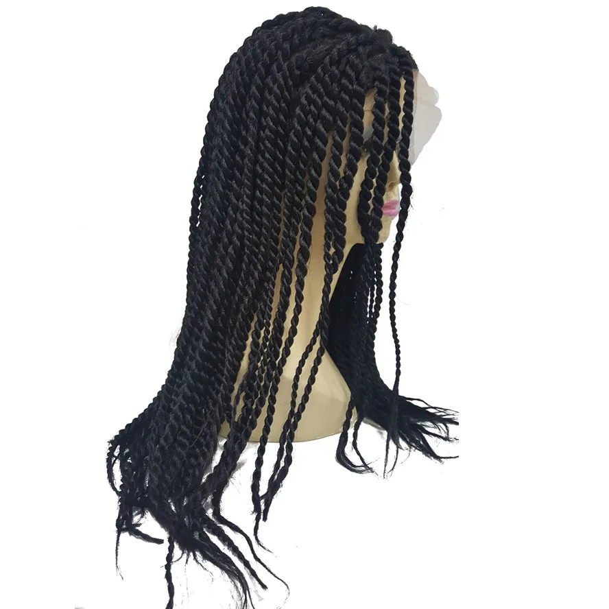 Peluca con malla frontal StrongBeauty, pelo trenzado negro, caja trenzada sintética, pelucas con trenzas