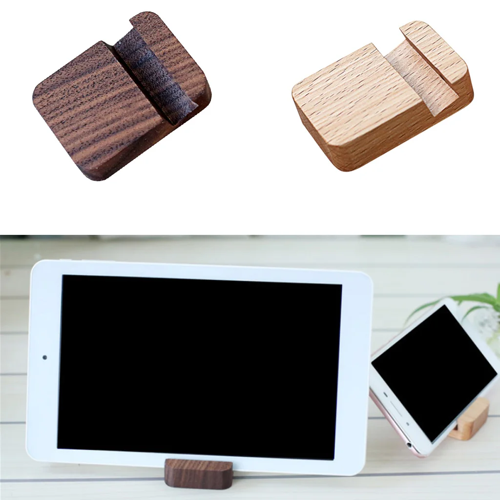 Universal Solid Wood Cell Phone Desk Stand Holder for Mobile Phone Tablet PC E-reader, .2x5.8x1.5cm