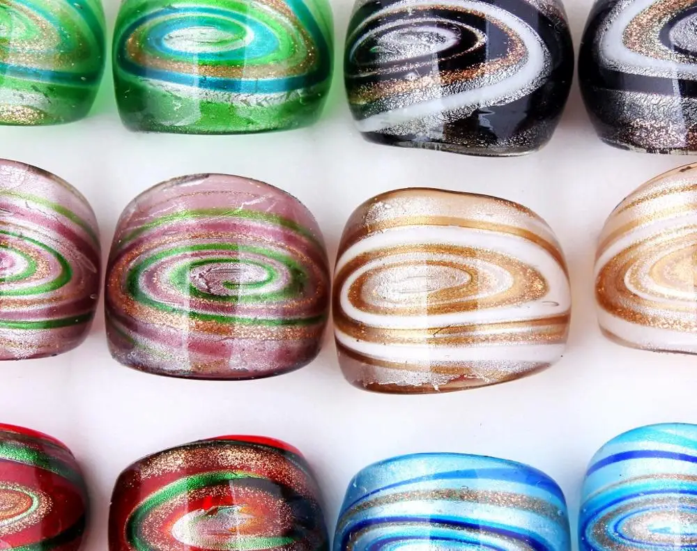 QianBei Mixed Bohemian Cow Eye Murano Glass Ring Fashion Wholesale 24PCS/lot Glaze Jewelry For Women Gifts