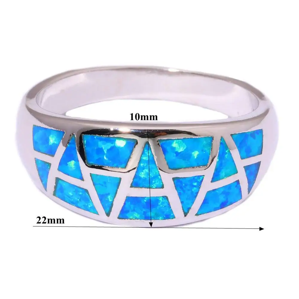 CiNily Created Blue Fire Opal Silver Plated Ring Wholesale Retail Fashion Party for Women Jewelry Ring Size 9 10 11 OJ8875