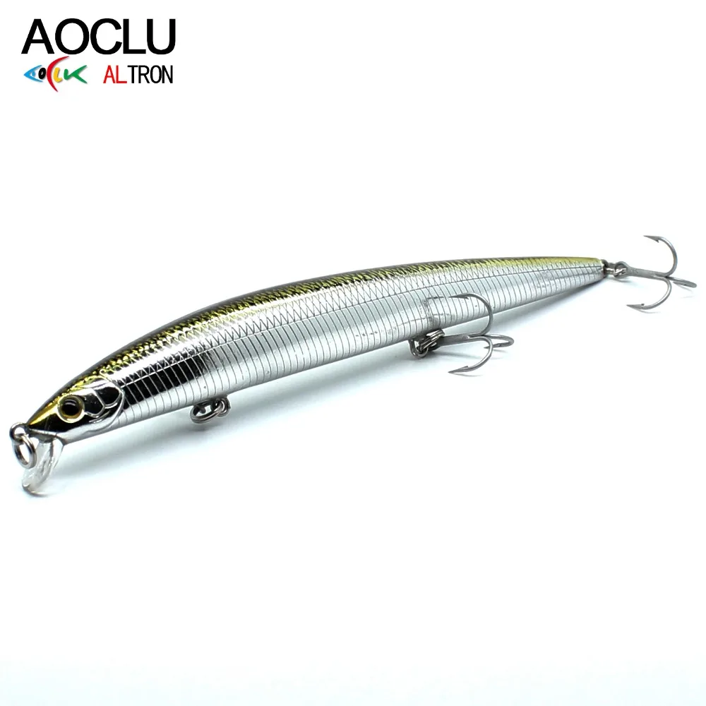 

AOCLU Floating Long Cast Minnow 150mm 18.0g Diving 0.5-1m Hard Bait Crank Lure Weight Transfer Bass Tuna Boat Fishing VMC Hook