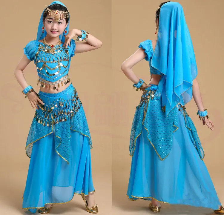 Children Belly Dance Costume Kids Indian Dance Dress Child Bollywood Dance Costumes for Girl Performance Dance Wear 6 Colors