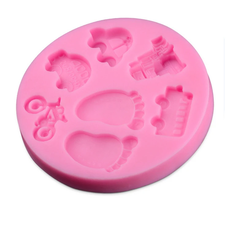 Free And Fast Shipping Car Bicycle Foot Shaped Silicone Cake Mold Sugar Paste 3D Fondant Cake Decoration Tools Soap Mould D292