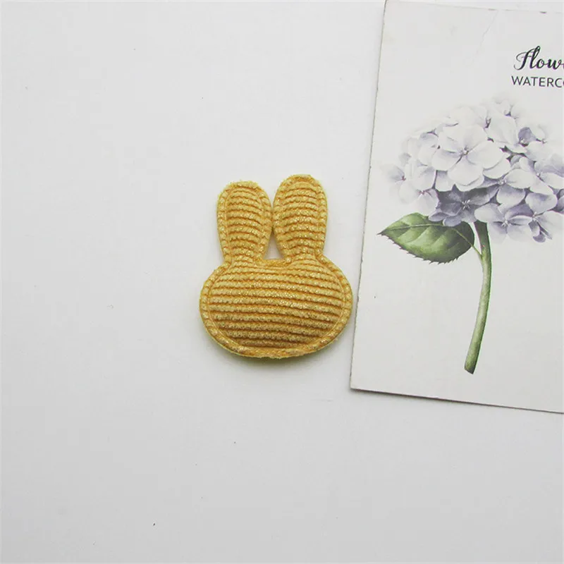 36pcs/lot 3*4cm Stripe Rabbit Head Pads Patches Appliques for Craft Clothes Sewing Supplies DIY Hair Clip Accessories