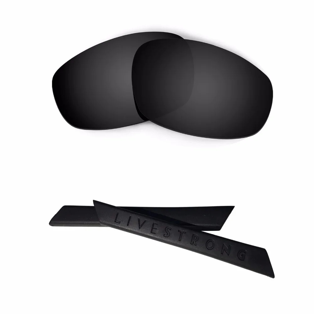 HKUCO For Split Jacket Black Polarized Replacement Lenses With Black Earsocks Rubber Kit