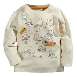 Autumn Winter 100% Cotton Kids T Shirt Cartoon Bird Long Sleeve Baby Boys Girls T-Shirt Children Pullovers Tee Boys Clothes