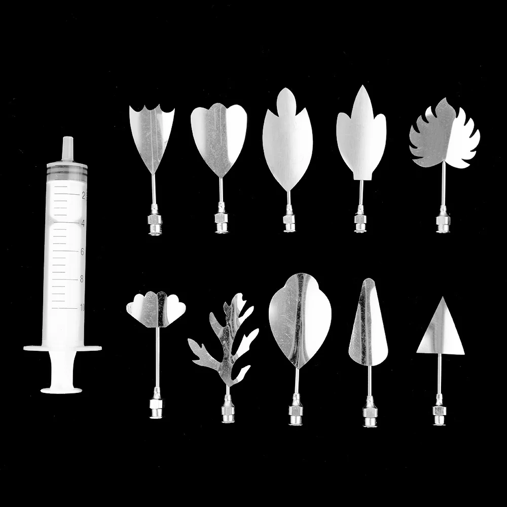 11pcs/Set 3D Jelly Flower Art Gadgets Gelatin Pudding Mold Pastry Nozzle Syringe Cake Decorating Tool Needle Kitchen Accessories