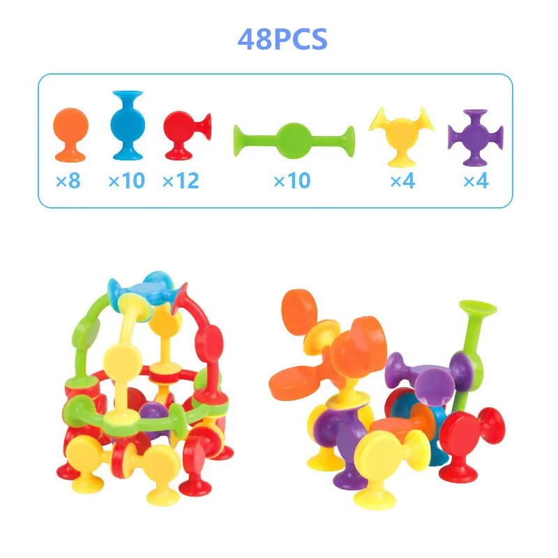 16-48pcs/set Pop Little Suckers Assembled Sucker Suction Cup Educational Building Block Toy Girl&Boy Kids Gifts Fun Game