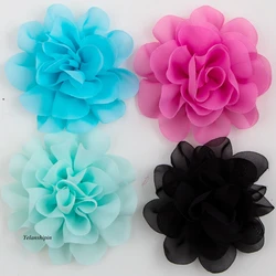 1PC 10cm 14 Colors Vintage Fluffy Chiffon Hair Flowers Clips For Girls Hair Accessories Handmade Fabric Flowers For Headband