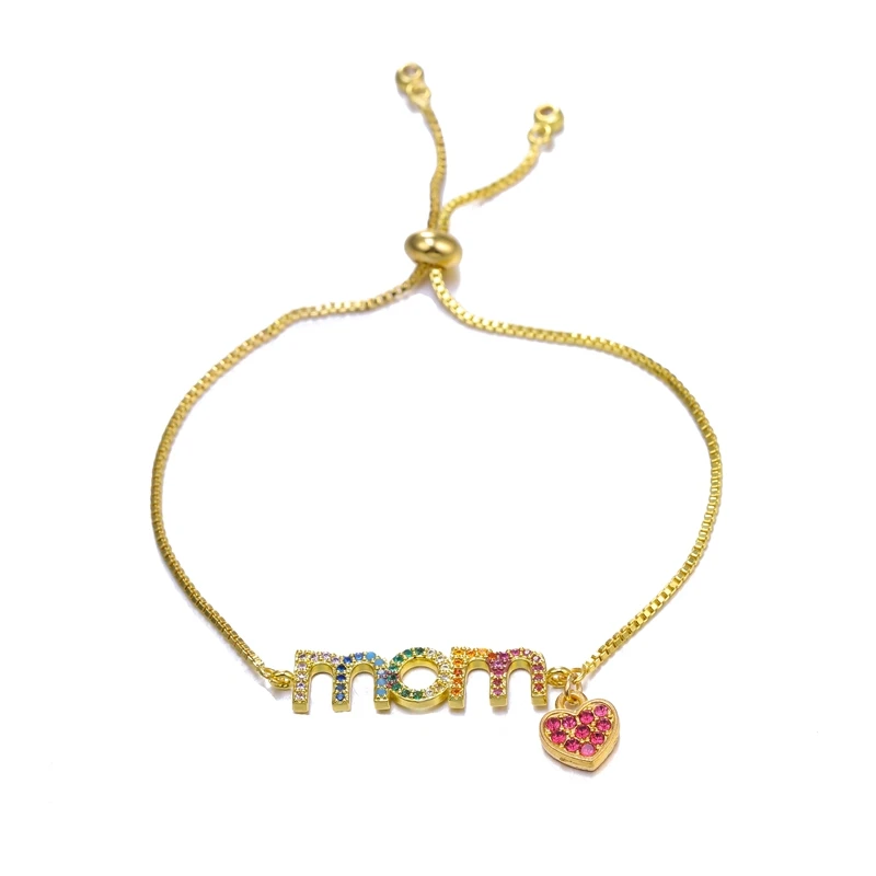 Juya Women Bracelets Supplies MaMa Boy Girl Charm Bracelets For Mom Daughter Birthday Gift Jewelry Adjustable Chains Bracelets