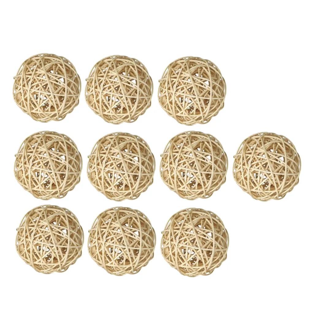 10 Pieces Natural Wicker Rattan Balls Orbs Vase Fillers DIY Wedding Table Decoration, Themed Party, Baby Shower, Dia 2 Inch