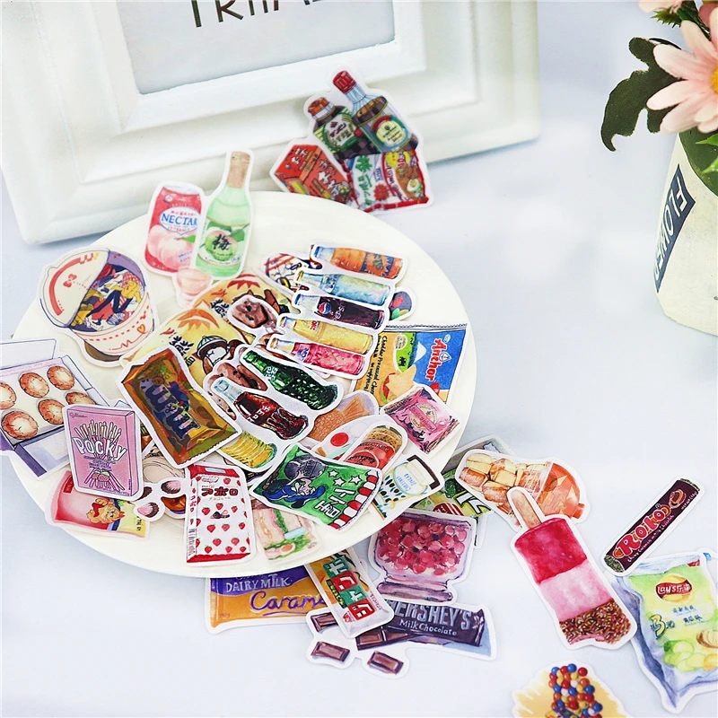 33pcs Cute DIY Food Stickers Creative Stickers Car Case Waterproof Laptop Bicycle Kids Toys Backpack Waterproof Sticker