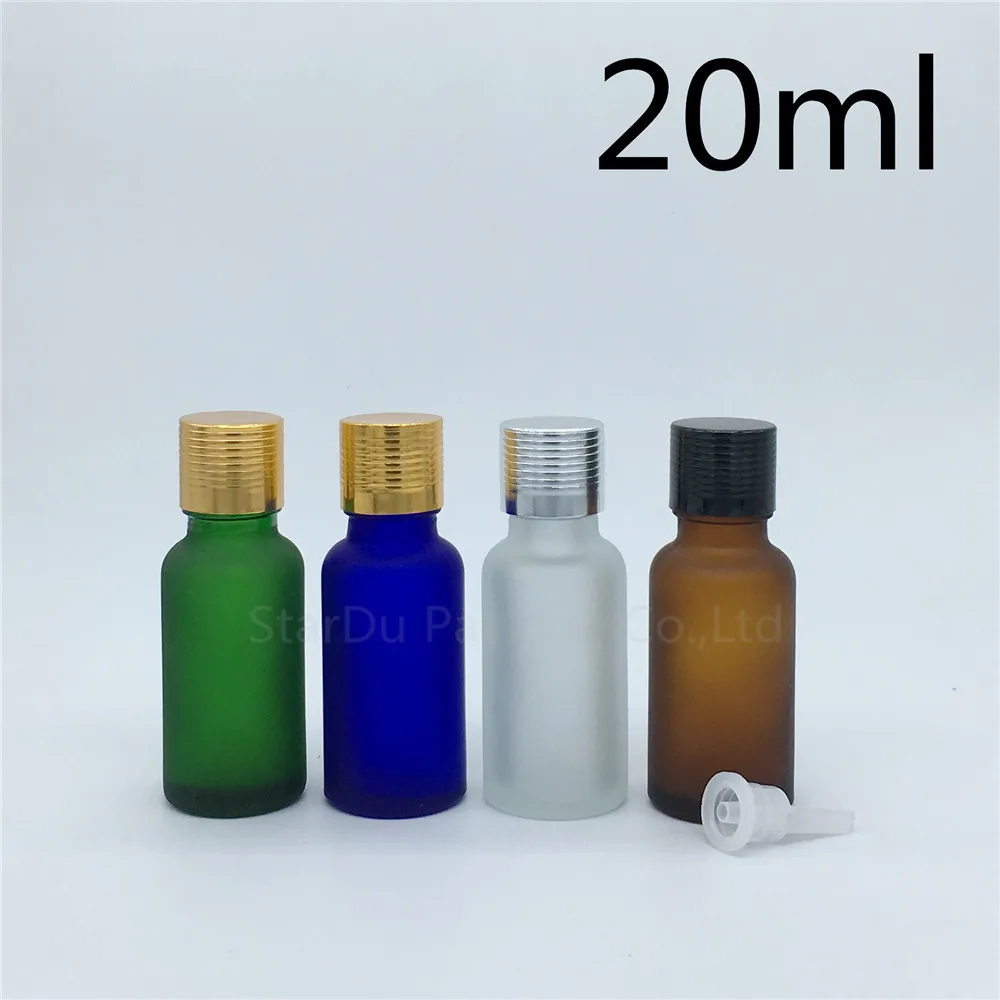 

Travel Bottle 20ml Green Blue Amber Transparent Frosted Glass Bottle, Vials Essential Oil Bottle With Aluminum Cap 200pcs/lot