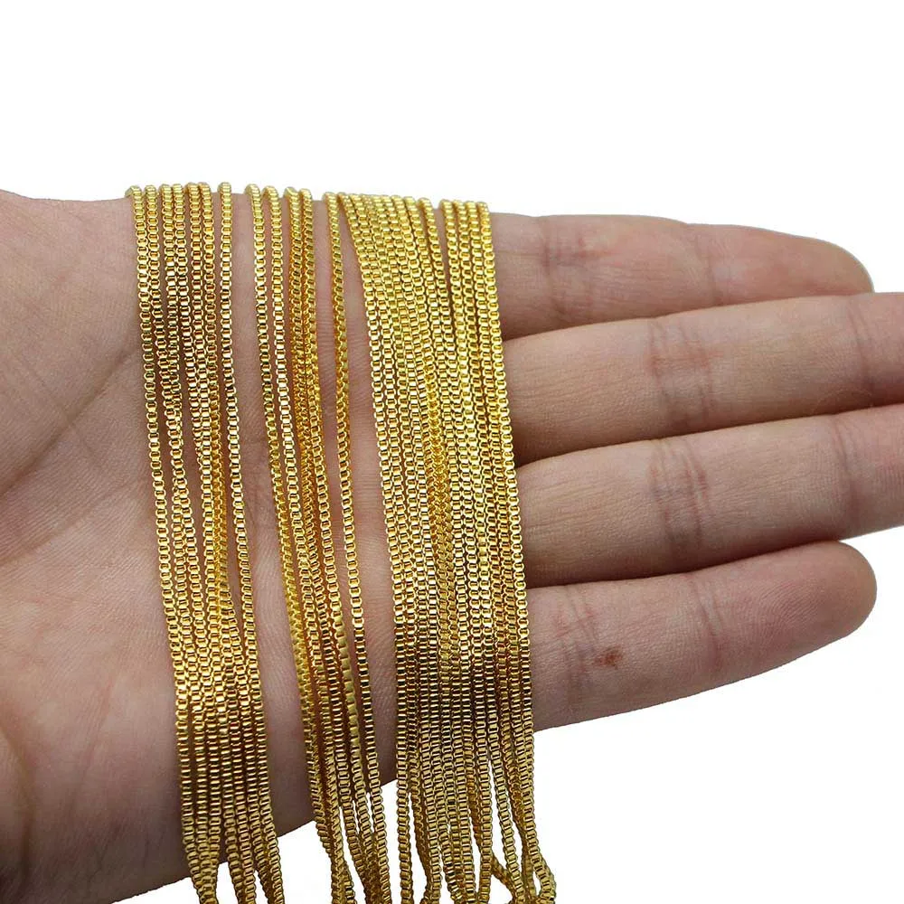 12Pcs/Pack 50cm Gold Box Chain Necklaces Lobster Clasp Link Chains For DIY Jewelry Findings Making Wholesale Accessories