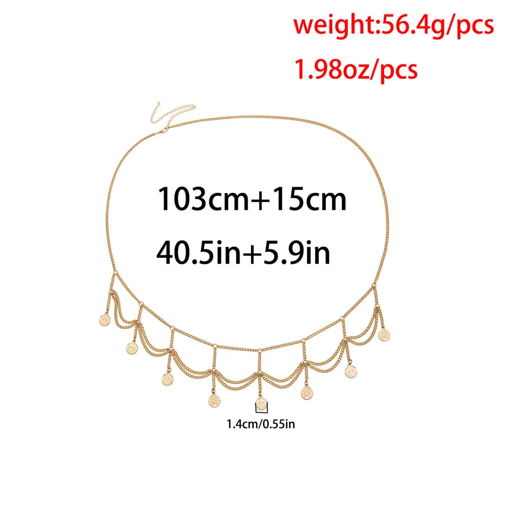 bls-miracle Boho Multi-level Gold Color Coin Pendant Waist Chain For Women Fashion Jewelry Belt Body Chains Party Gift Jewelry