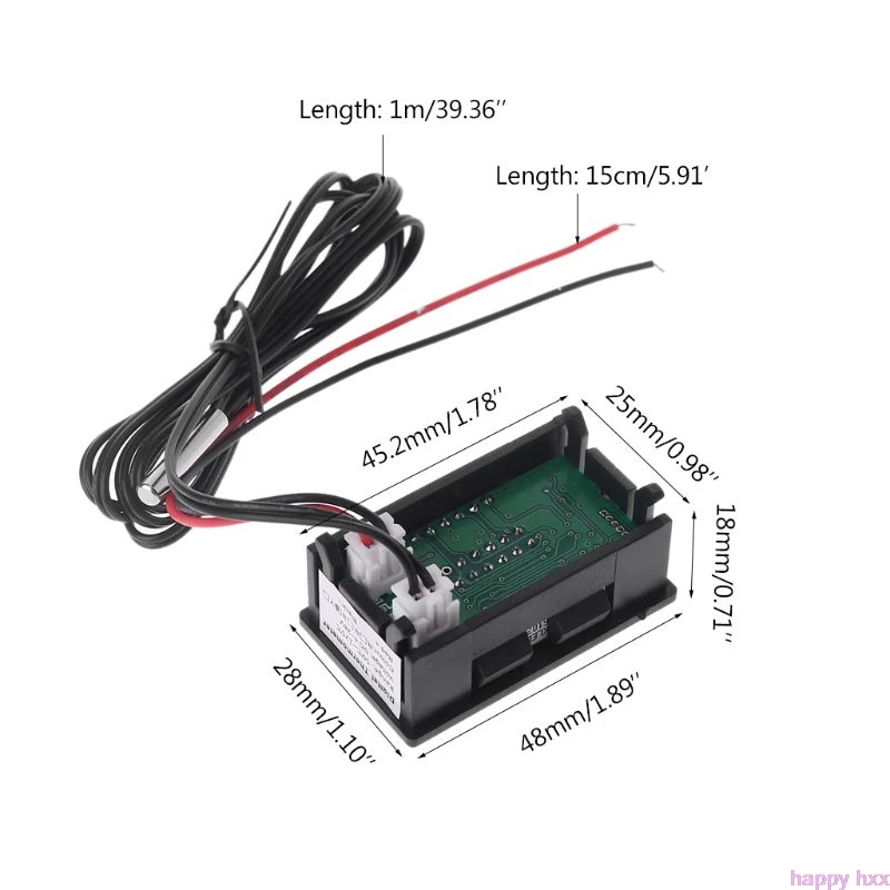 New 12V/24V LED Display Car Voltage & Water Temperature Gauge Voltmeter Thermometer