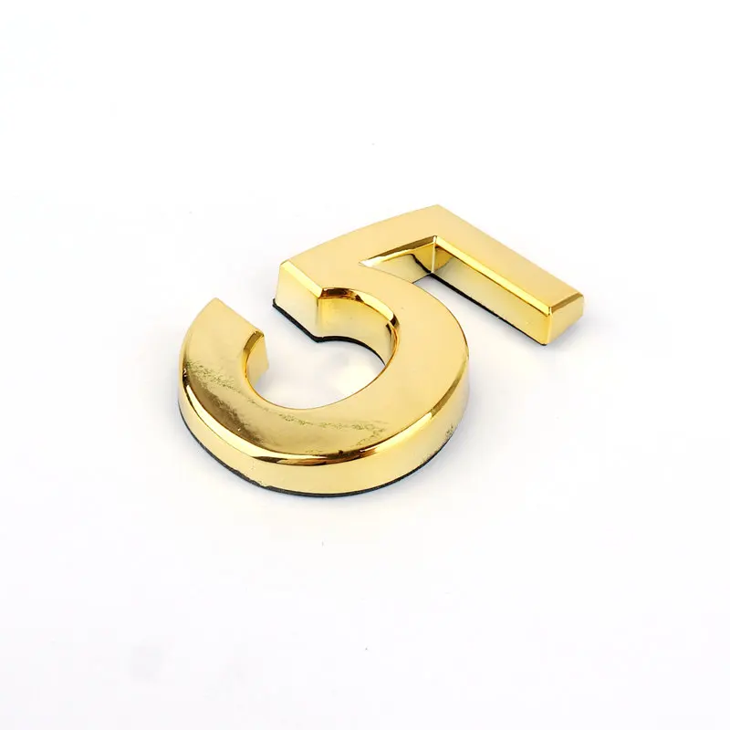 1pc Number Plate 0,1,2,3,4,5,6,7,8,9 Modern Gold Self Adhesive Door House Number Apartment Hotel Office Car DIY Decor Plaques