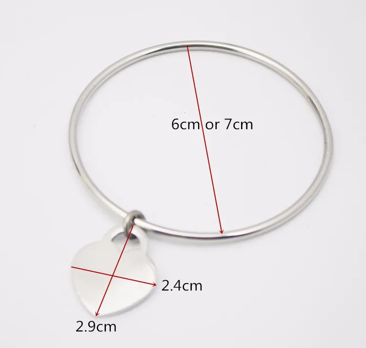 Silver color Heart Charm Bracelet Women Stainless Steel Wire Bangle Bracelet Charm Jewelry High Quality