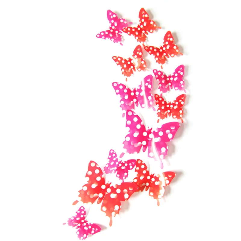 12 Pcs/Lot 3D PVC Butterflies DIY Wall Sticker Home Decor New Arrival Wedding Decoration stickers Gift Adesivo De Parede