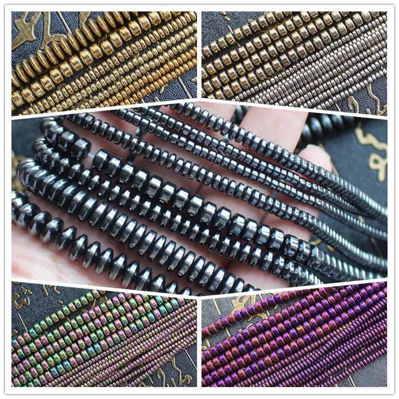 Natural Hematite Plated color Rondell Loose Beads 15inch,Beads For DIY Jewelry Making,