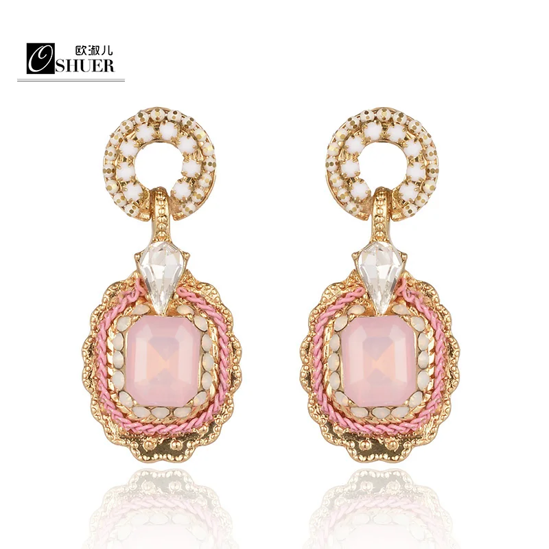 OSHUER New Fashion Jewelry Gold Plated Crystal Stud Earrings For Women