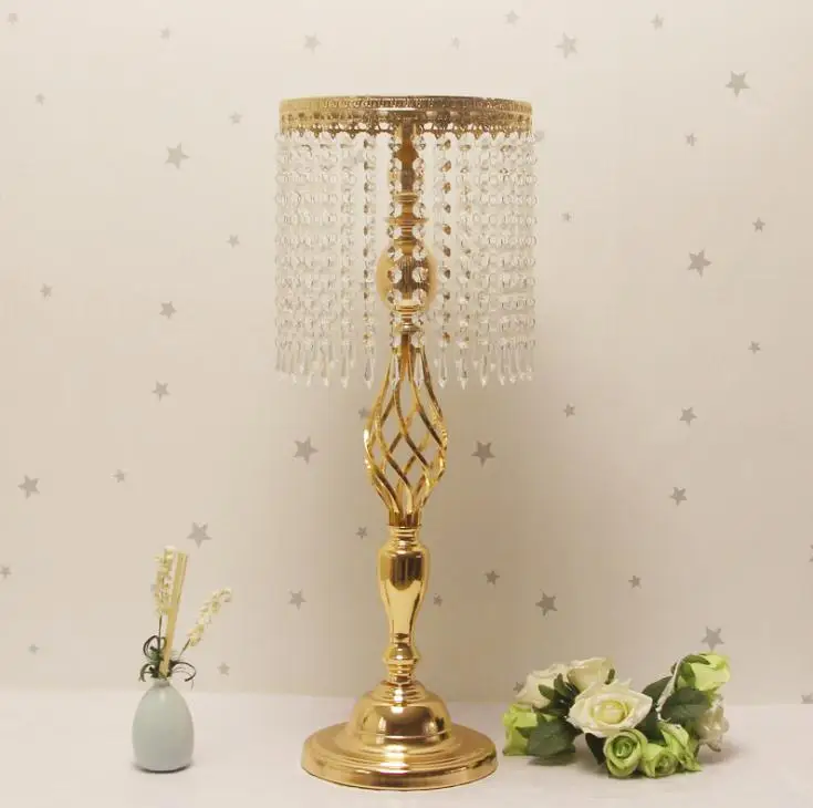 70cm Rhinestone Candelabra Silver Gold Candle Holder Table Centerpiece Vase Stand Crystal Candlestick Wedding Decoration SN402